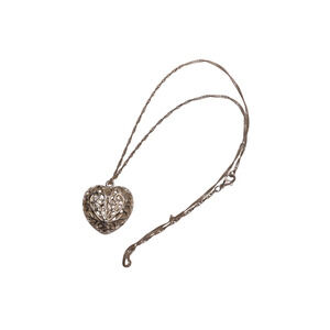 Silver Tone Women's Filigree Puffed Heart Pendant Necklace - 18 Inches